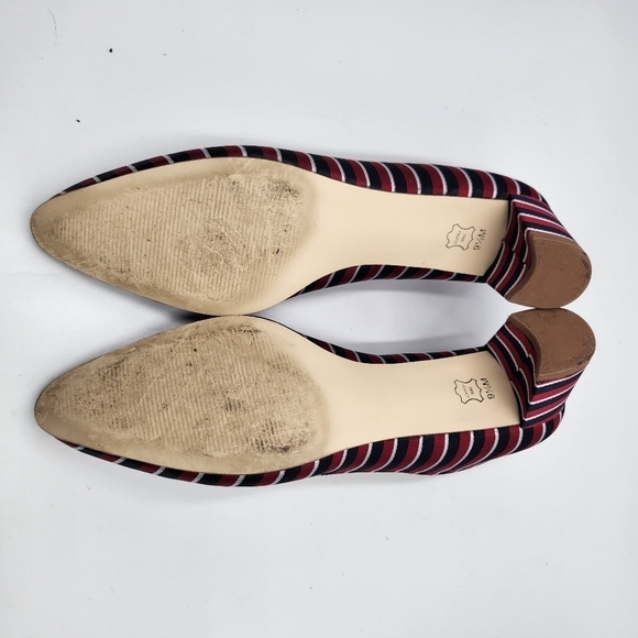 Talbots Kelsey Womens striped satin fabric upper block heel pumps Sz 9.5M - Picture 7 of 9